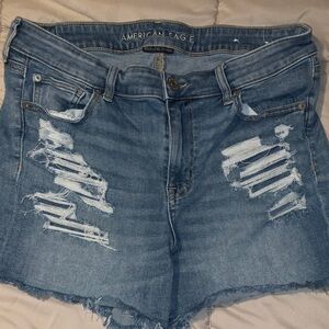 American Eagle Outfitters Women's Light Blue Ripped Jean Shorts
